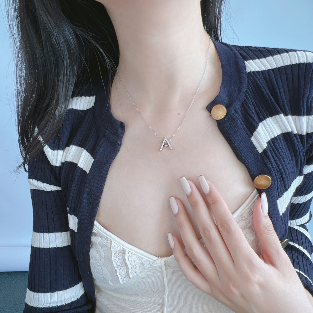 [AuraEcho]Sparkling "A" Shape Necklace