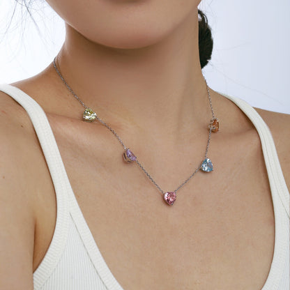 [AuraEcho]Sparkling Colorful Heart Cut Necklace