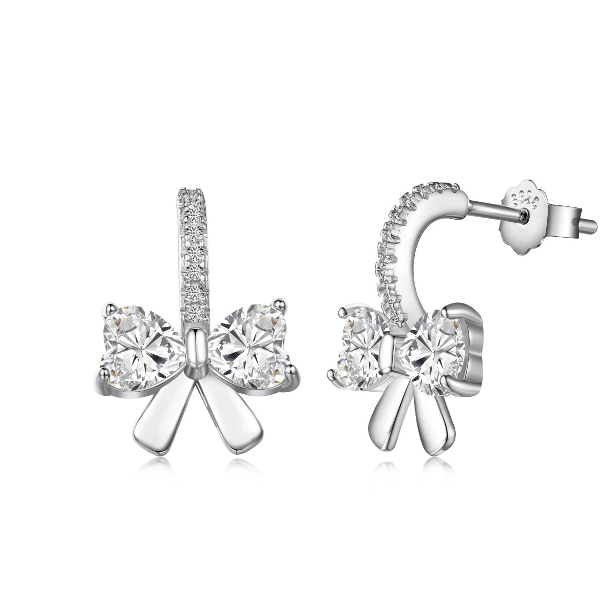[AuraEcho]Exquisite Earrings With Heart-Shaped Bow Design