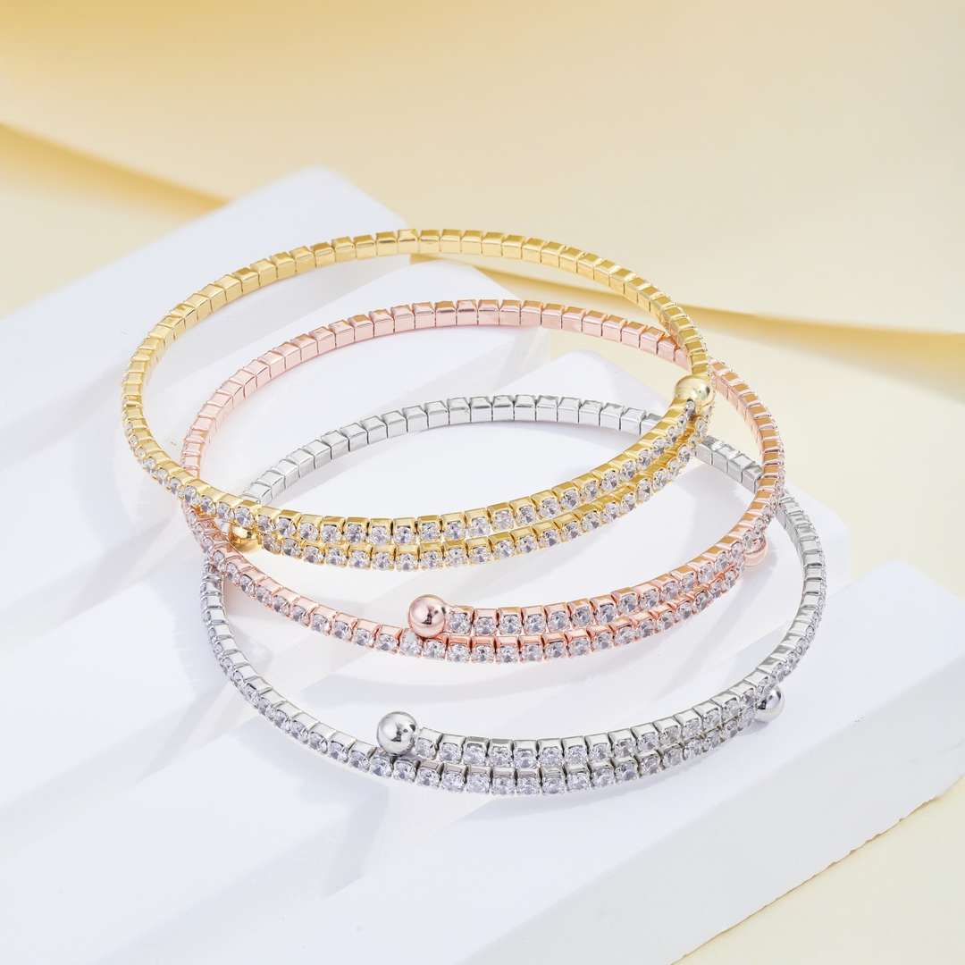 [AuraEcho]Row of Diamonds Round Fashion Bracelet