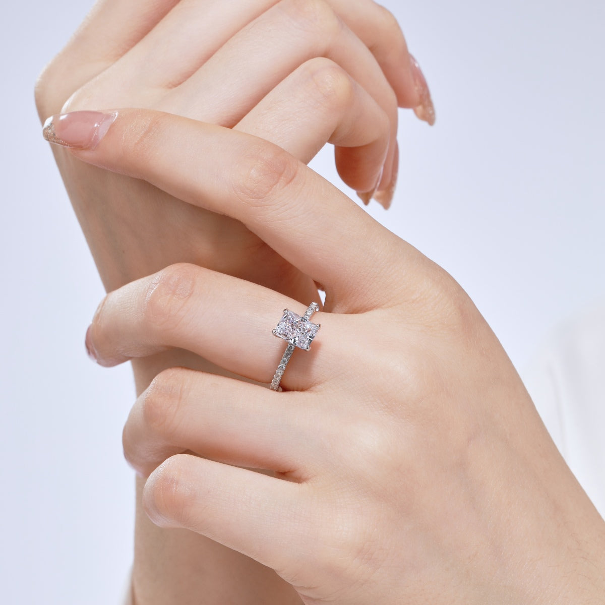 [AuraEcho]2.0 Carat Dazzling Sparkling Radiant Cut Party Ring