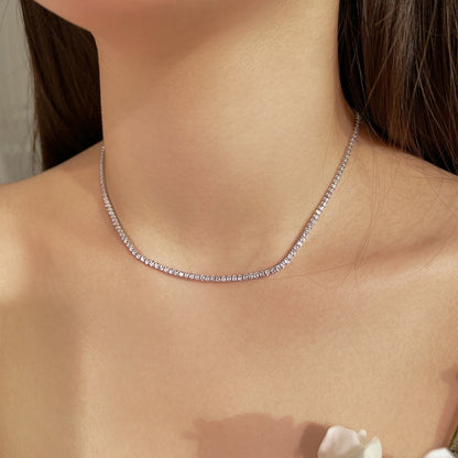 [AuraEcho]Delicate Round Shape Tennis Necklace