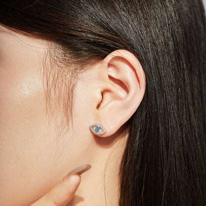 [AuraEcho]Blue Devil Eyes Hollow Stud Earrings