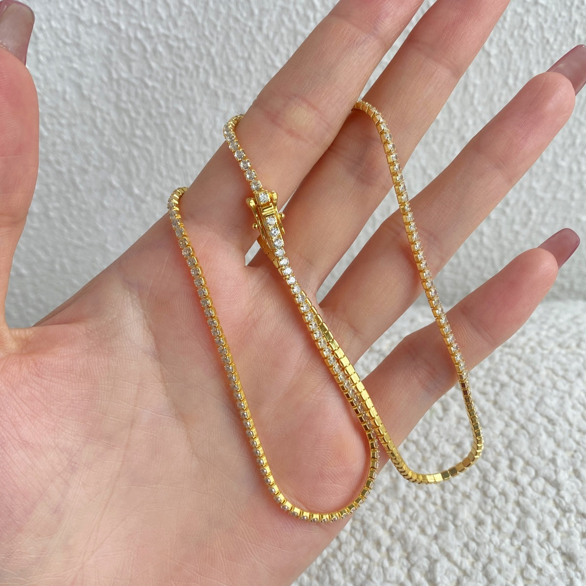 [AuraEcho]Delicate Round Shape Tennis Necklace