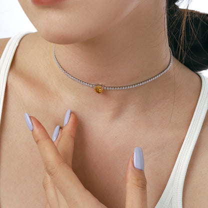 [AuraEcho]2.0 Carat Sparkling Tennis Heart Cut Necklace