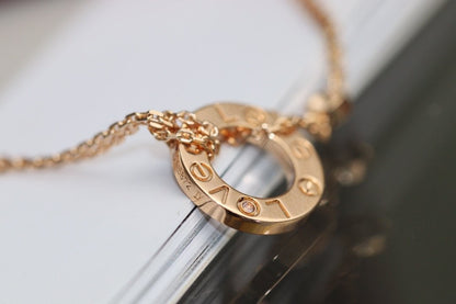 [AuraEcho]LOVE NECKLACE ADJUSTABLE ROSE GOLD 2 DIAMOND
