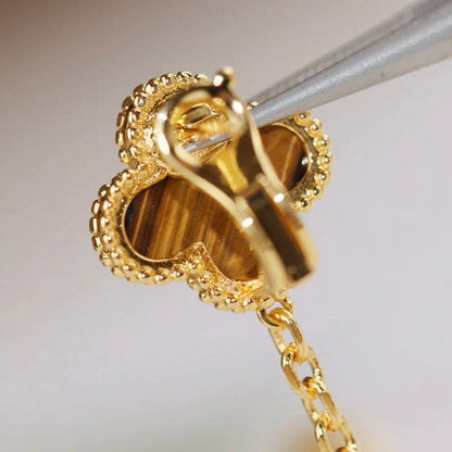 [AuraEcho]CLOVER  2 MOTIF  TIGER EYE CARNELIAN EARRINGS