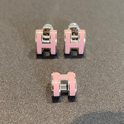 [AuraEcho]MINI POP H SILVER EARRINGS PINK