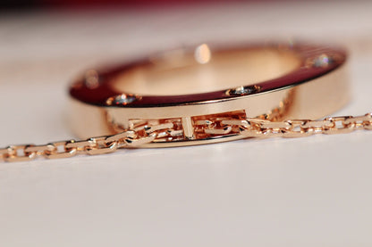 [AuraEcho]LOVE NECKLACE 16MM 6 DIAMONDS PINK GOLD