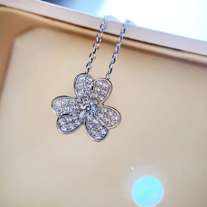 [AuraEcho]CLOVER DIAMOND NECKLACE SILVER