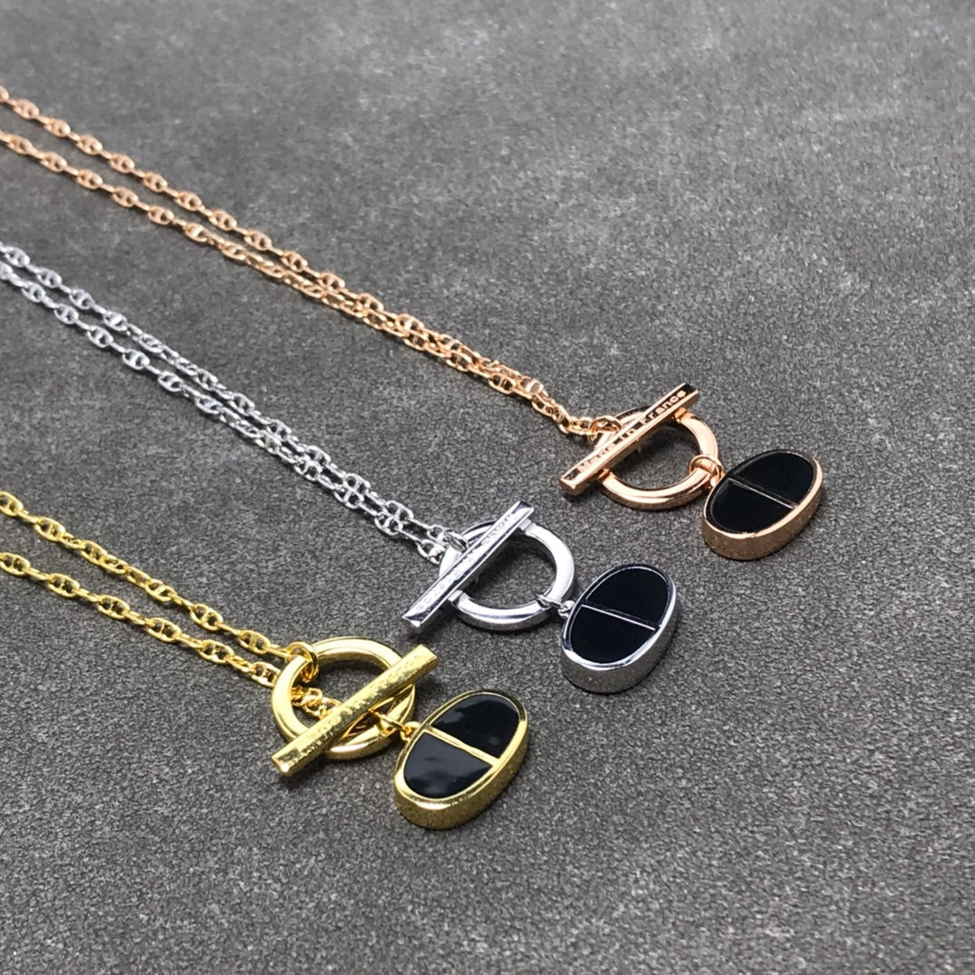 [AuraEcho]CHAINE VERSO BLACK CERAMIC  NECKLACE