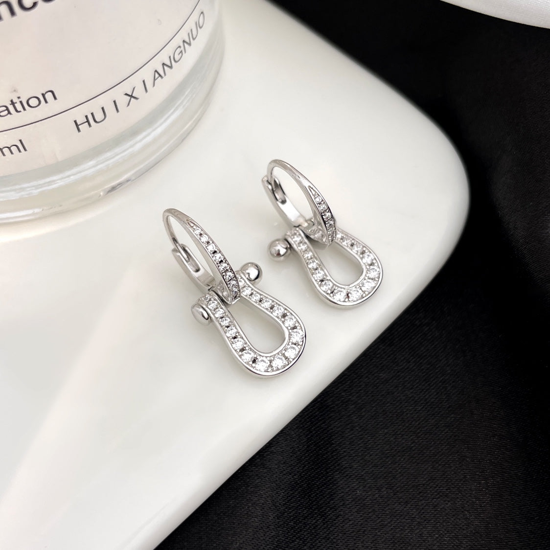 [AuraEcho]FORCE 10 FULL DIAMOND DROP EARRINGS MEDIUM MODEL