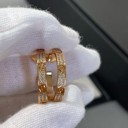 [AuraEcho]LOVE DIAMOND PINK GOLD HOOP EARRINGS
