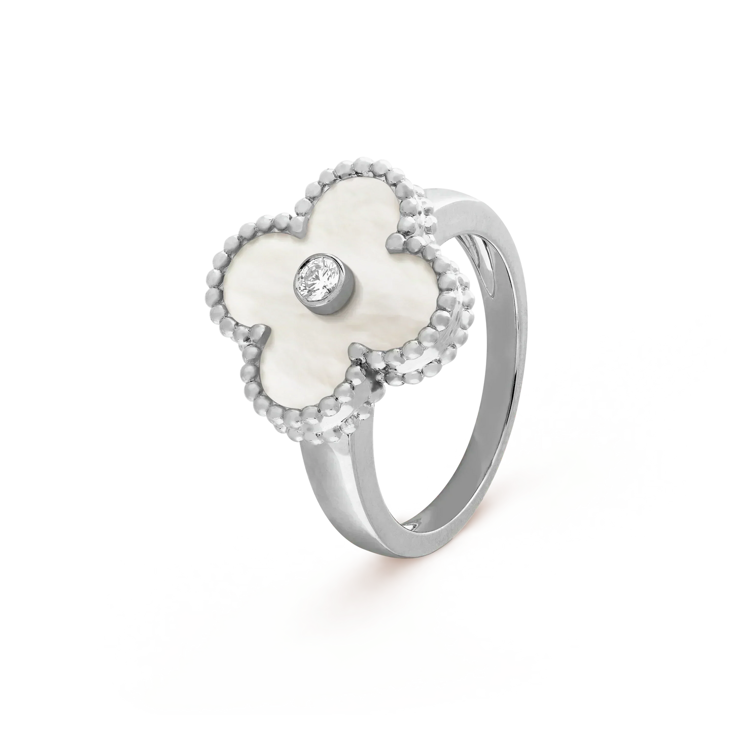 [AuraEcho]CLOVER SILVER MOP DIAMOND RING