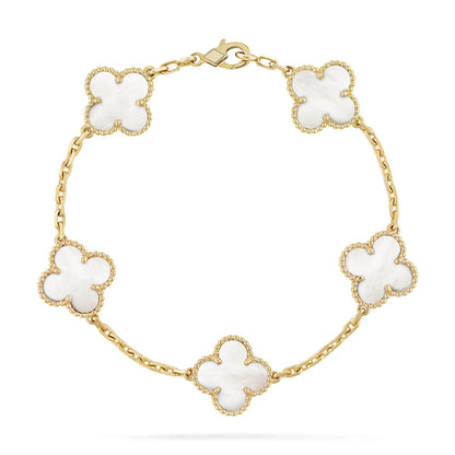 [AuraEcho]CLOVER  5 MOTIF WHITE MOP BRACELET