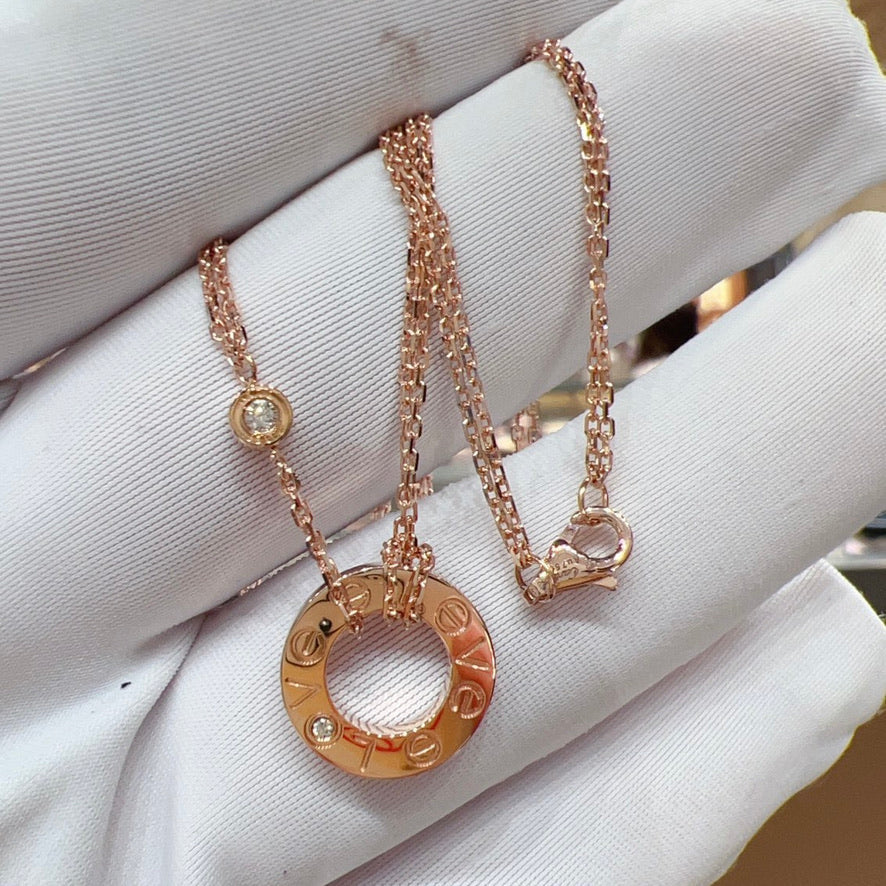 [AuraEcho]LOVE NECKLACE 16MM 2 DIAMONDS