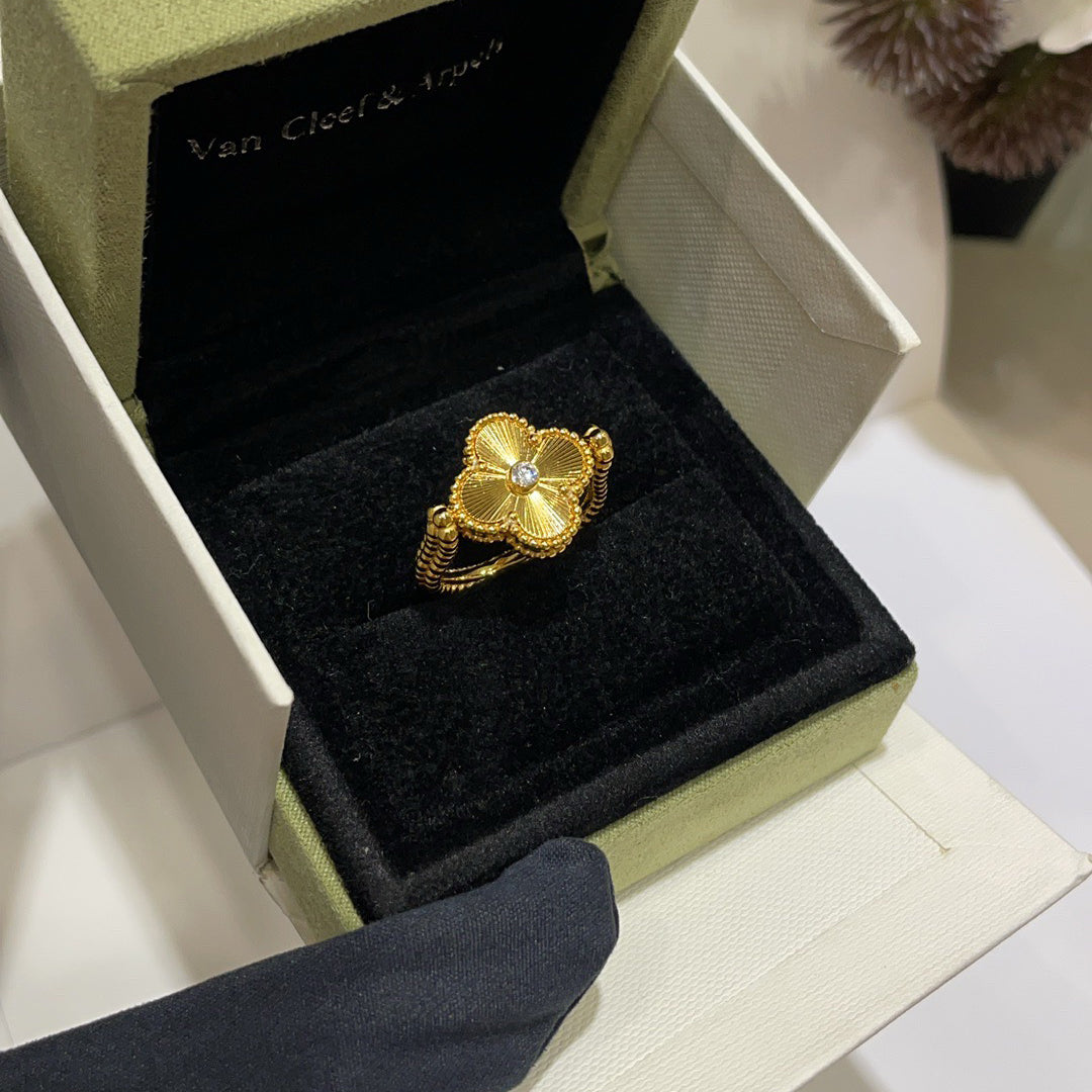 [AuraEcho]CLOVER RIVERSIBLE BLUE AGATE RING