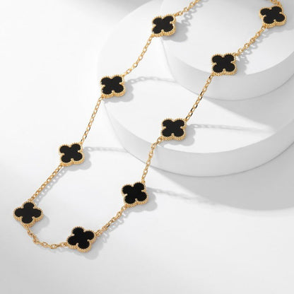 [AuraEcho]CLOVER 10 MOTIFS ONYX NECKLACE