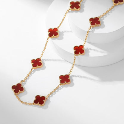 [AuraEcho]CLOVER 10 MOTIFS CARNELIAN NECKLACE