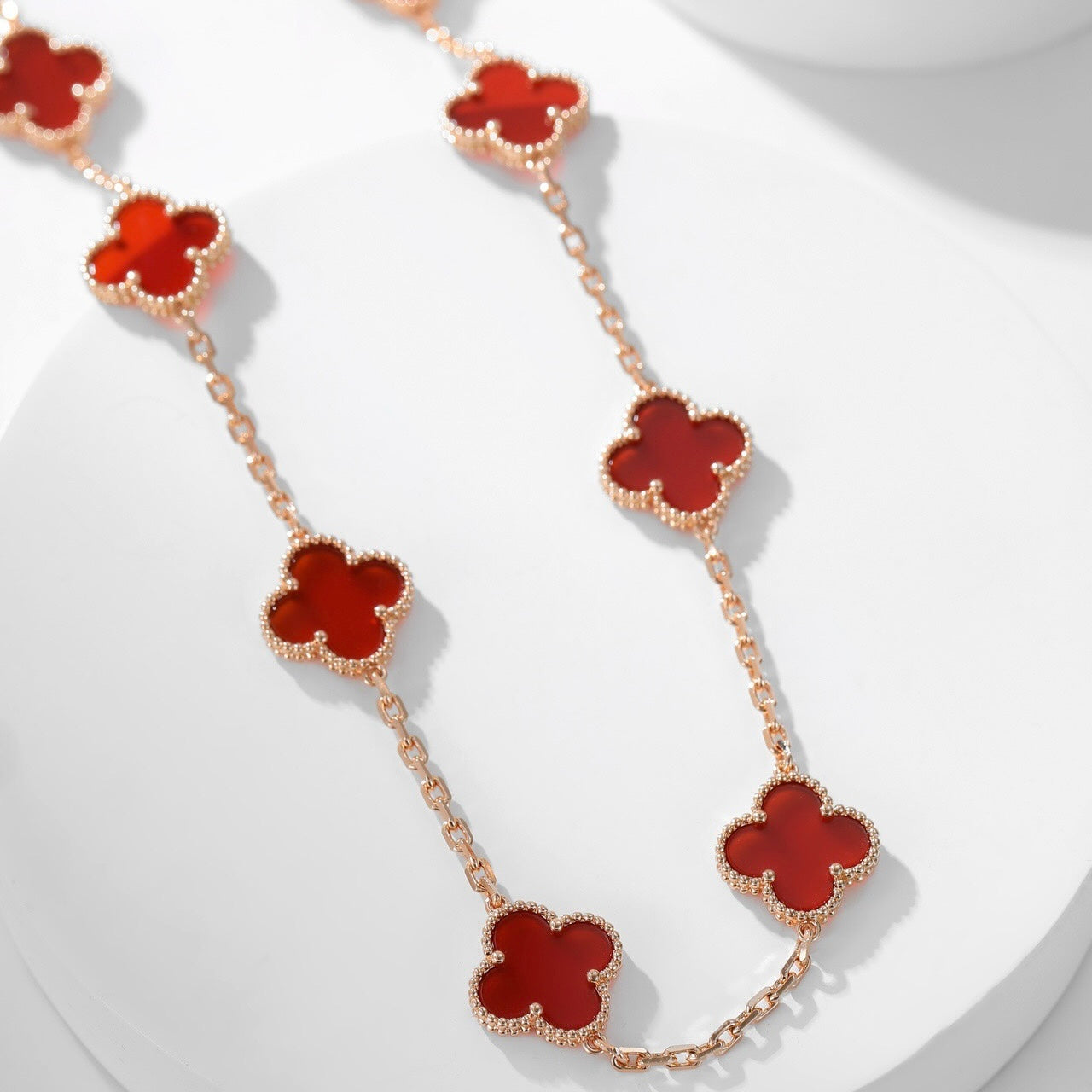 [AuraEcho]CLOVER 10 MOTIFS CARNELIAN NECKLACE