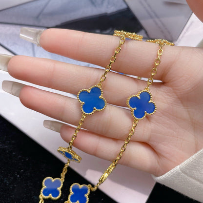 [AuraEcho]CLOVER 10 MOTIFS BLUE AGATE NECKLACE