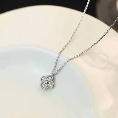 [AuraEcho]CLOVER MINI 9.5MM PENDANT DIAMOND NECKLACE