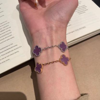 [AuraEcho]CLOVER  5 MOTIFS  PURPLE VIOLET BRACELET