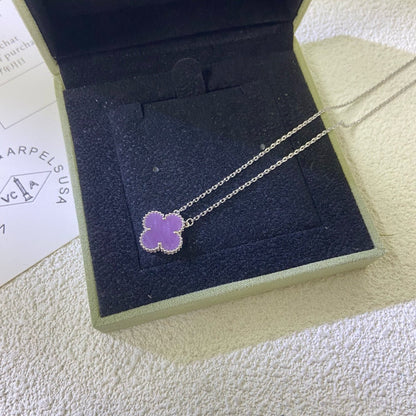 [AuraEcho]CLOVER 15MM  PURPLE VIOLET NECKLACE