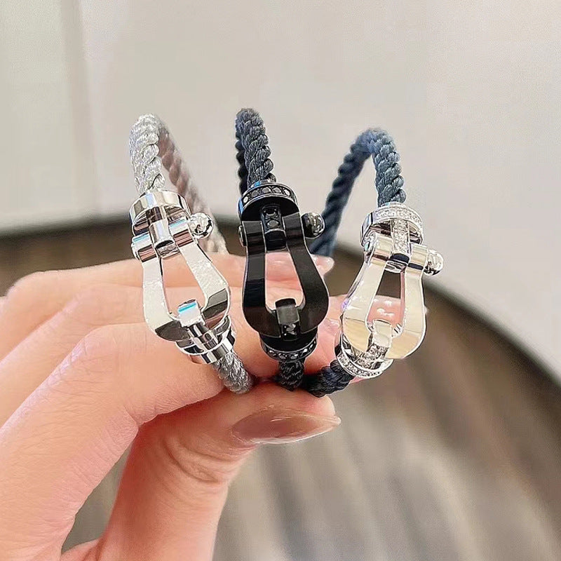 [AuraEcho]FORCE LARGE HORSESHOE FULL DIAMOND BRACELET GOLD