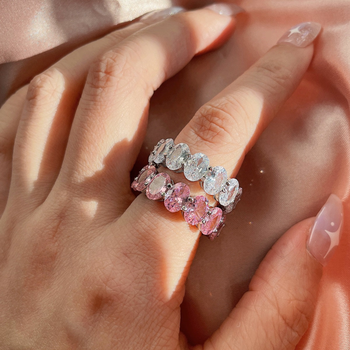 [AuraEcho]Dainty Elongated Cushion Cut Tennis Ring