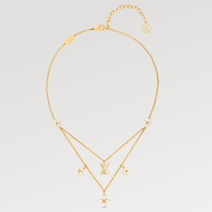 [AuraEcho]FLOWERGRAM GOLD MOP DOUBLE ROW NECKLACE
