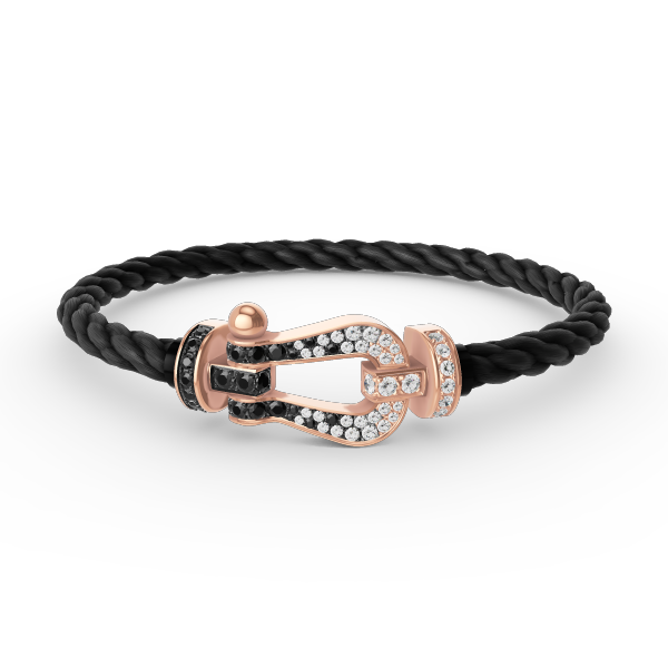 [AuraEcho]FORCE LARGE HORSESHOE BLACK WHITE DIAMOND BRACELET ROSE GOLD