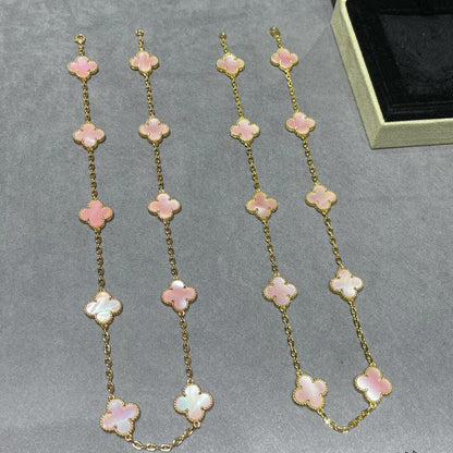 [AuraEcho]CLOVER 10 MOTIFS PINK MOP NECKLACE