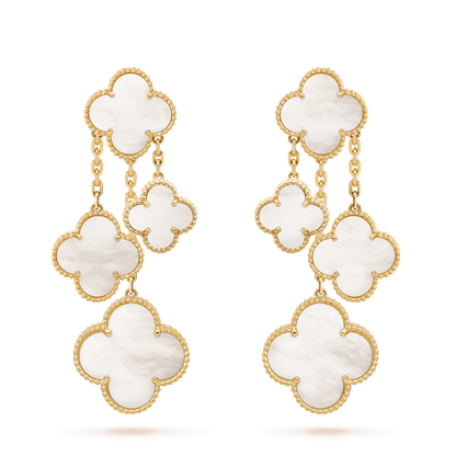 [AuraEcho]CLOVER EARRINGS WHITE MOP 4 MOTIFS GOLD