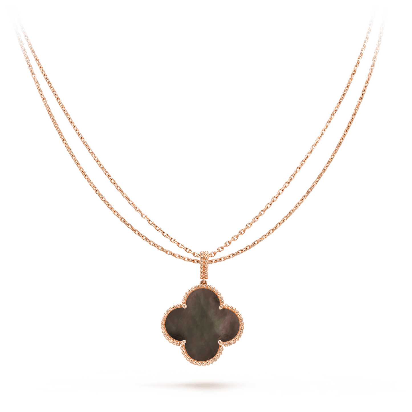[AuraEcho]CLOVER 25MM GOLD DARK MOP BIG CLOVER NECKLACE